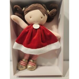 Jolijou Christmas Baby Pretty Santa Doll Red Dress Brown Hair 12" Plush